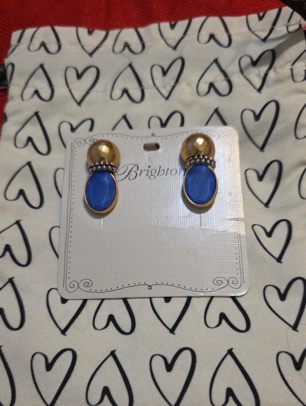 Brighton Gold and Blue Oval Drop Earrings